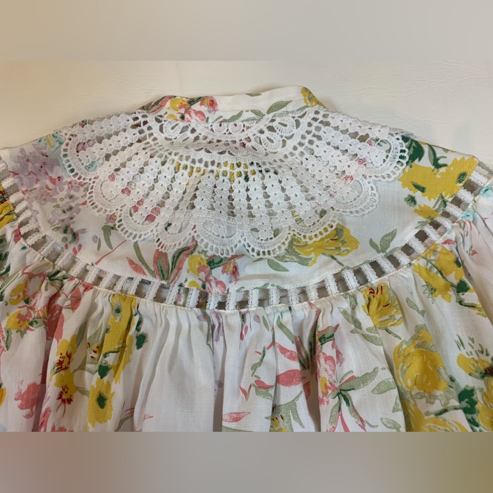 Ciebon Patchwork Dreams Blouse size small puffed long sleeves oversized (S) - Picture 7 of 16